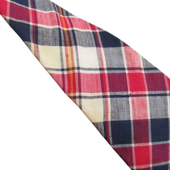 Vintage 1970s NECKTIE  3.5" Wide 54" TIE PLAID PRINT ROOSTER DENVER COLORADO - Picture 4 of 4